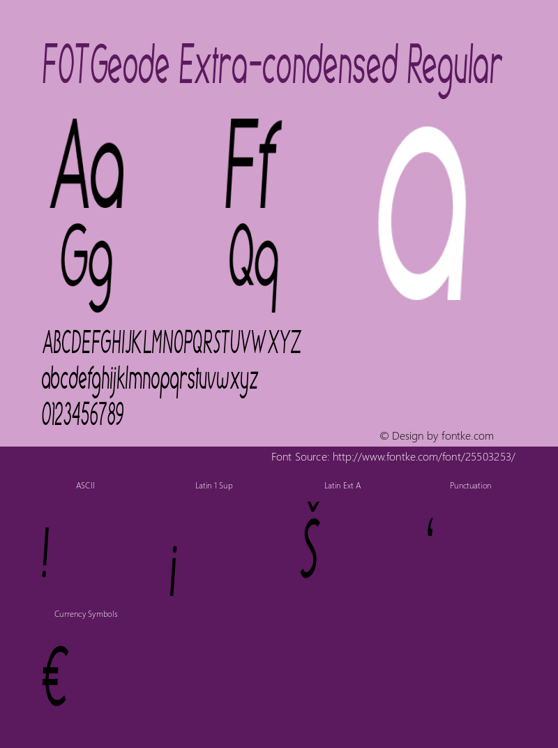 FOTGeode-ExtracondensedRegular Version 1.000 Font Sample