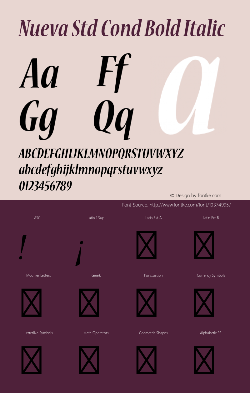 Nueva Std Cond Bold Italic Version 2.056;PS 002.000;hotconv 1.0.57;makeotf.lib2.0.21895 Font Sample