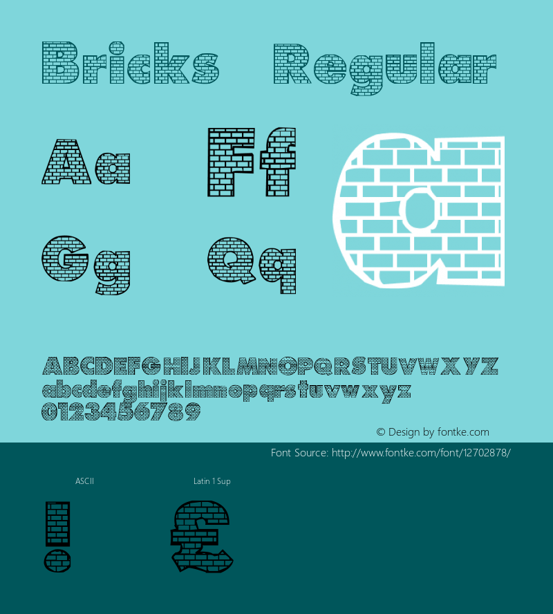 Bricks Regular Version 1.00 Font Sample