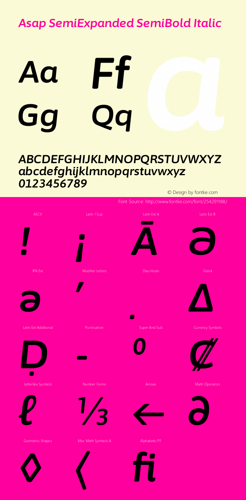 Asap SemiExpanded SemiBold Italic Version 3.001图片样张