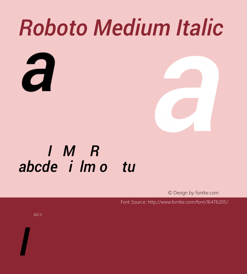 Roboto Medium Italic Version 1.100141; 2013 Font Sample