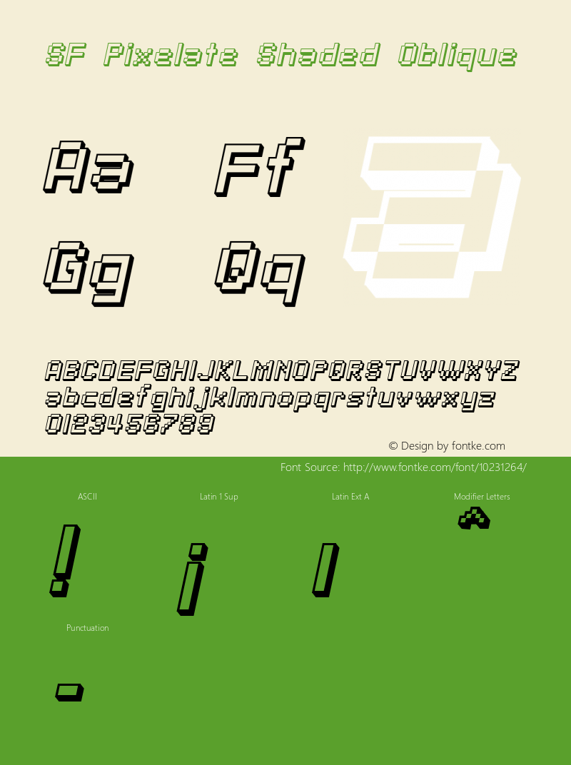 SF Pixelate Shaded Oblique v1.0 - Freeware Font Sample