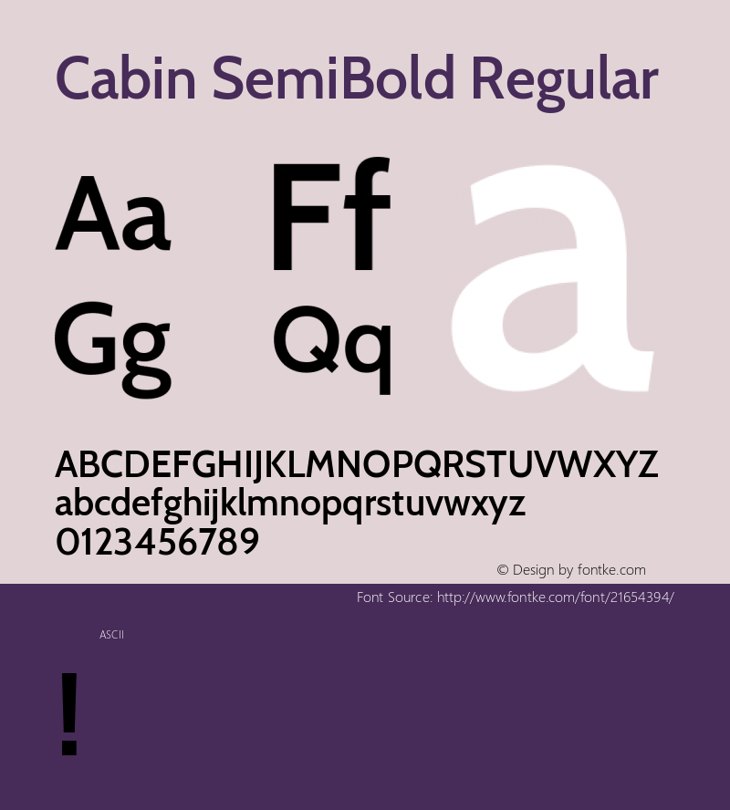 Cabin SemiBold Regular  Font Sample