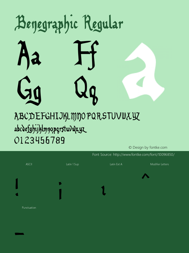 Benegraphic Regular Macromedia Fontographer 4.1 10/20/01 Font Sample
