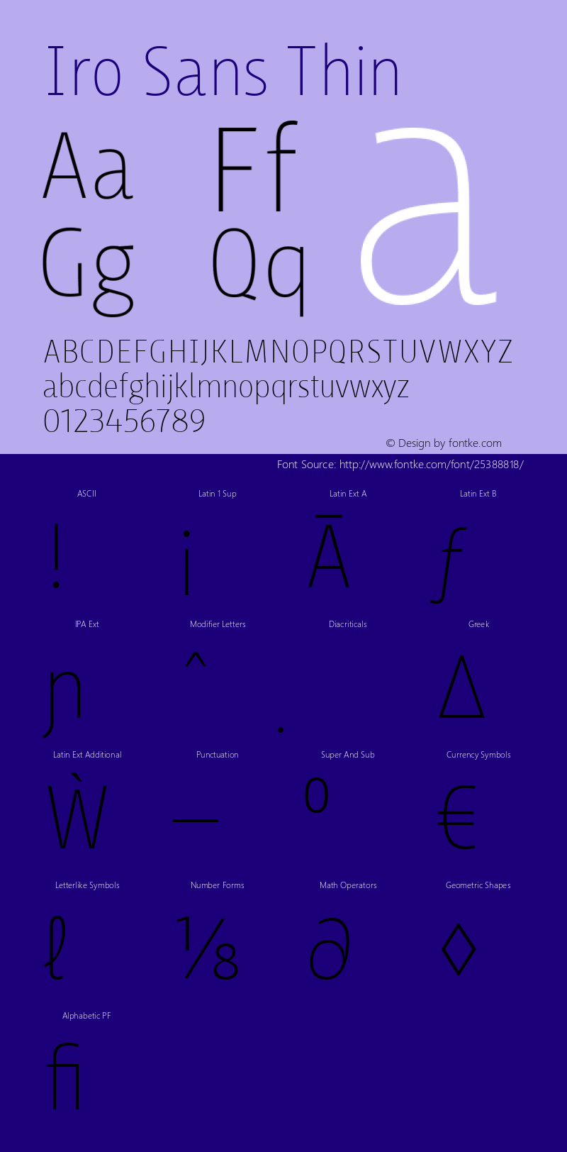 Iro Sans Thin Version 1.001;PS 001.001;hotconv 1.0.88;makeotf.lib2.5.64775 Font Sample