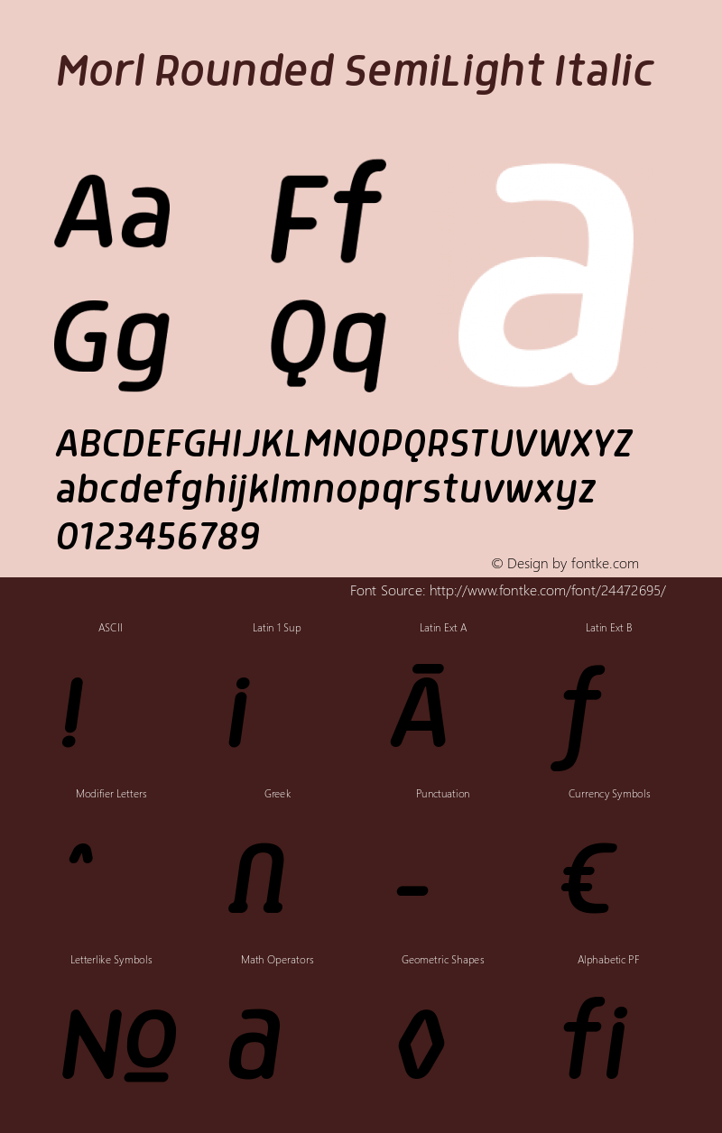 Morl Rounded SemiLight Italic Version 1.000 Font Sample