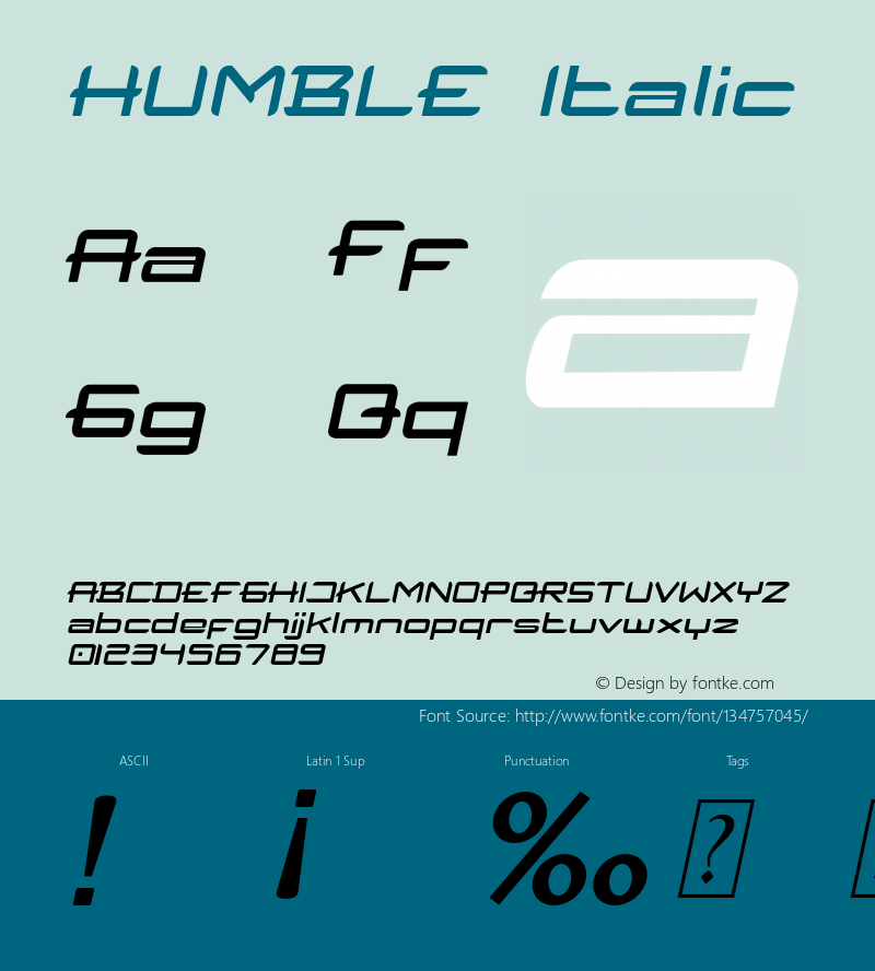 HUMBLE Italic Version 1.00;March 13, 2021;FontCreator 13.0.0.2683 64-bit Font Sample