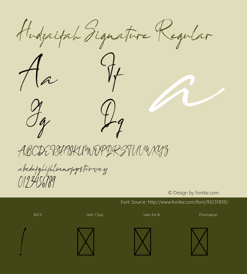 HudzaifahSignatureRegular Version 1.001;Fontself Maker 3.5.2 Font Sample