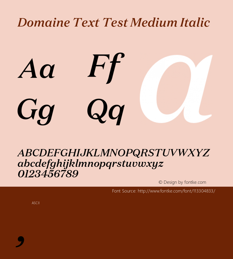 DomaineText-MediumItalicTest Version 1.004;PS 1.000;hotconv 16.6.54;makeotf.lib2.5.65590;0 Font Sample
