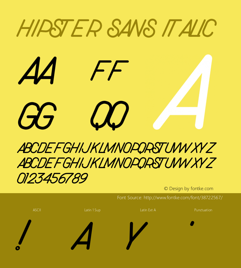 Hipster Sans Italic Version 1.006;Fontself Maker 3.3.0 Font Sample