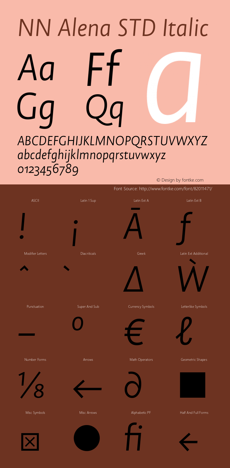 NN Alena STD Regular Italic Version 3.001 Font Sample