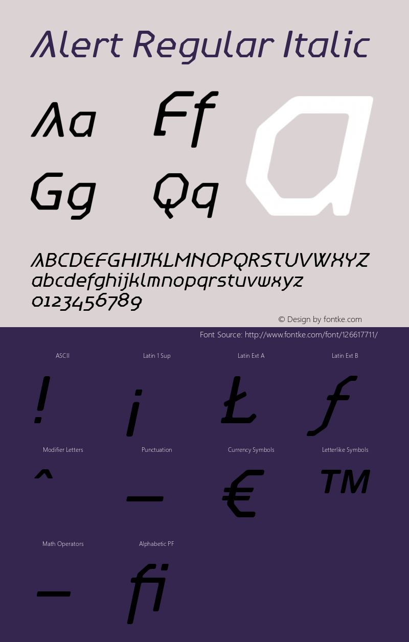 Alert-Italic Version 2.000 2002 initial release | wf-rip DC20150325 Font Sample