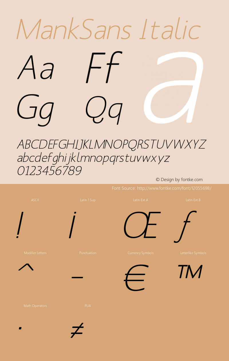 MankSans Italic 1.0 2004-03-31 Font Sample