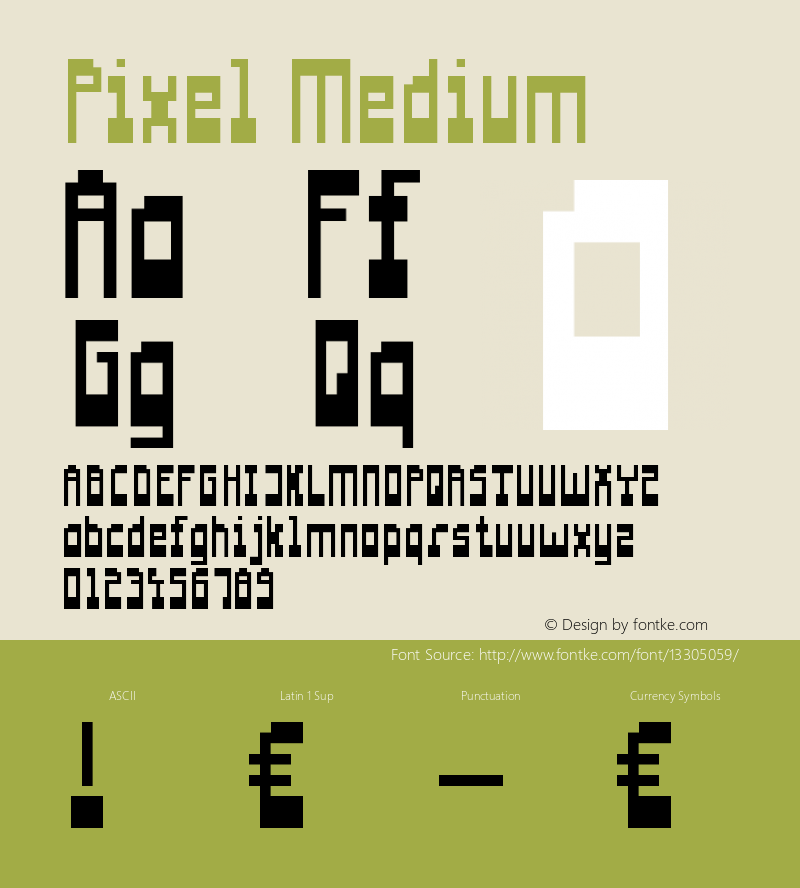 Pixel Medium Version 001.000 Font Sample