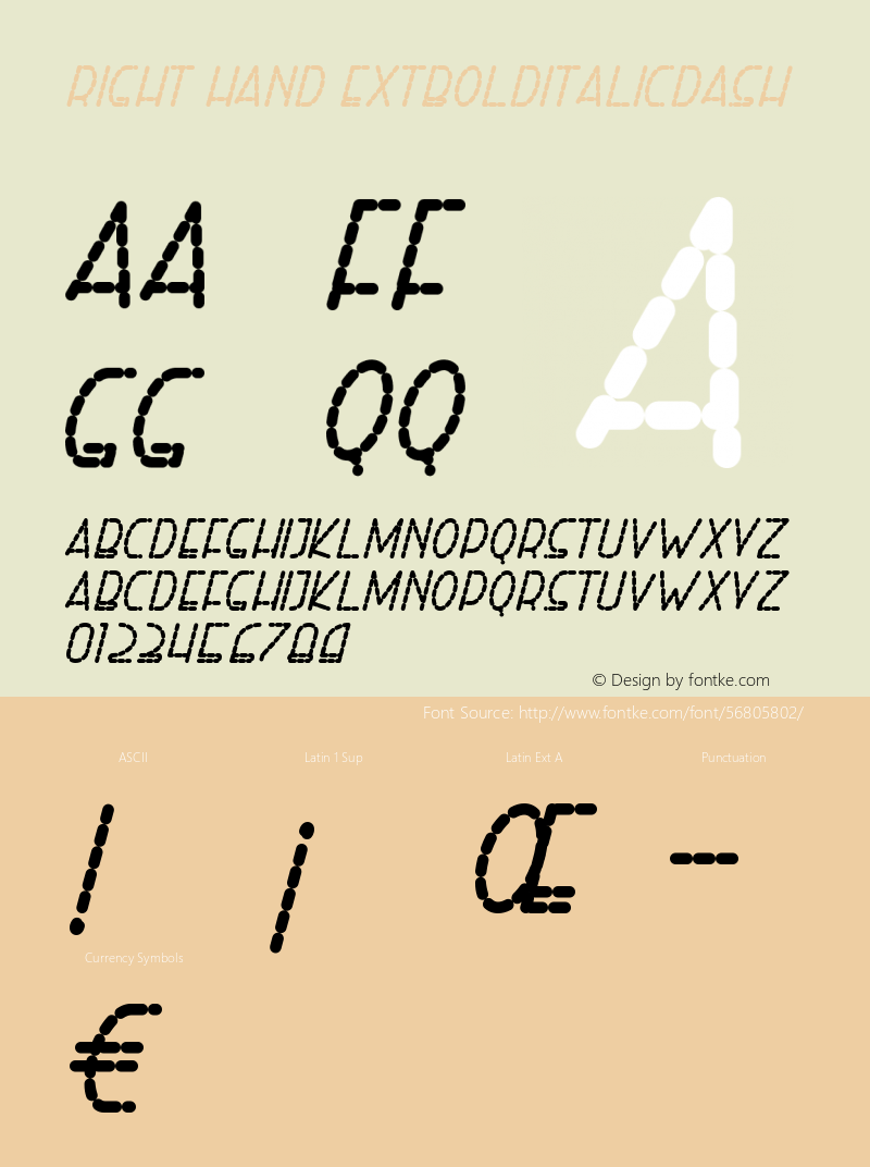 Right Hand ExtBoldItalicDash Version 1.002;Fontself Maker 3.4.0 Font Sample