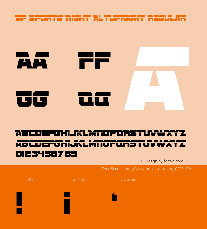 SF Sports Night AltUpright Regular Version 1.1 Font Sample