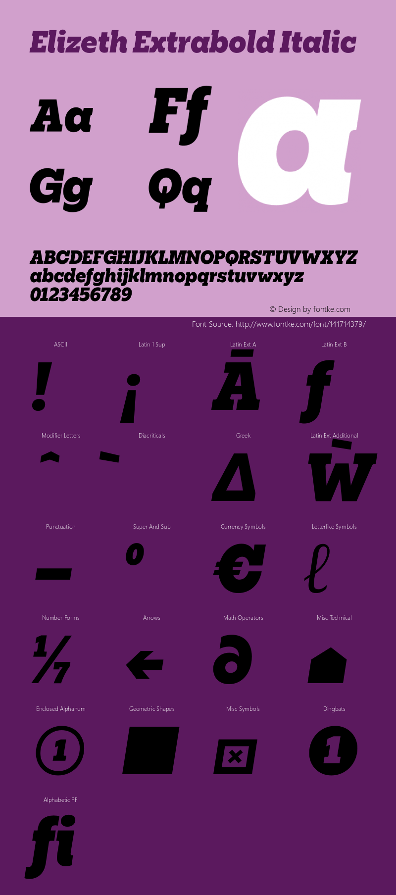 Elizeth Extrabold Italic Version 1.000 | w-rip DC20200315 Font Sample