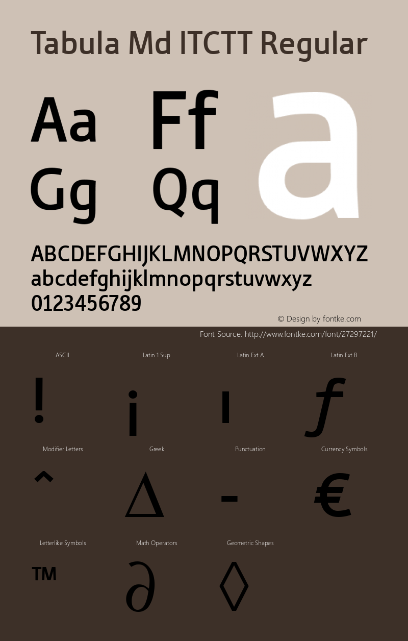 Tabula Md ITCTT Version 1.00 Font Sample