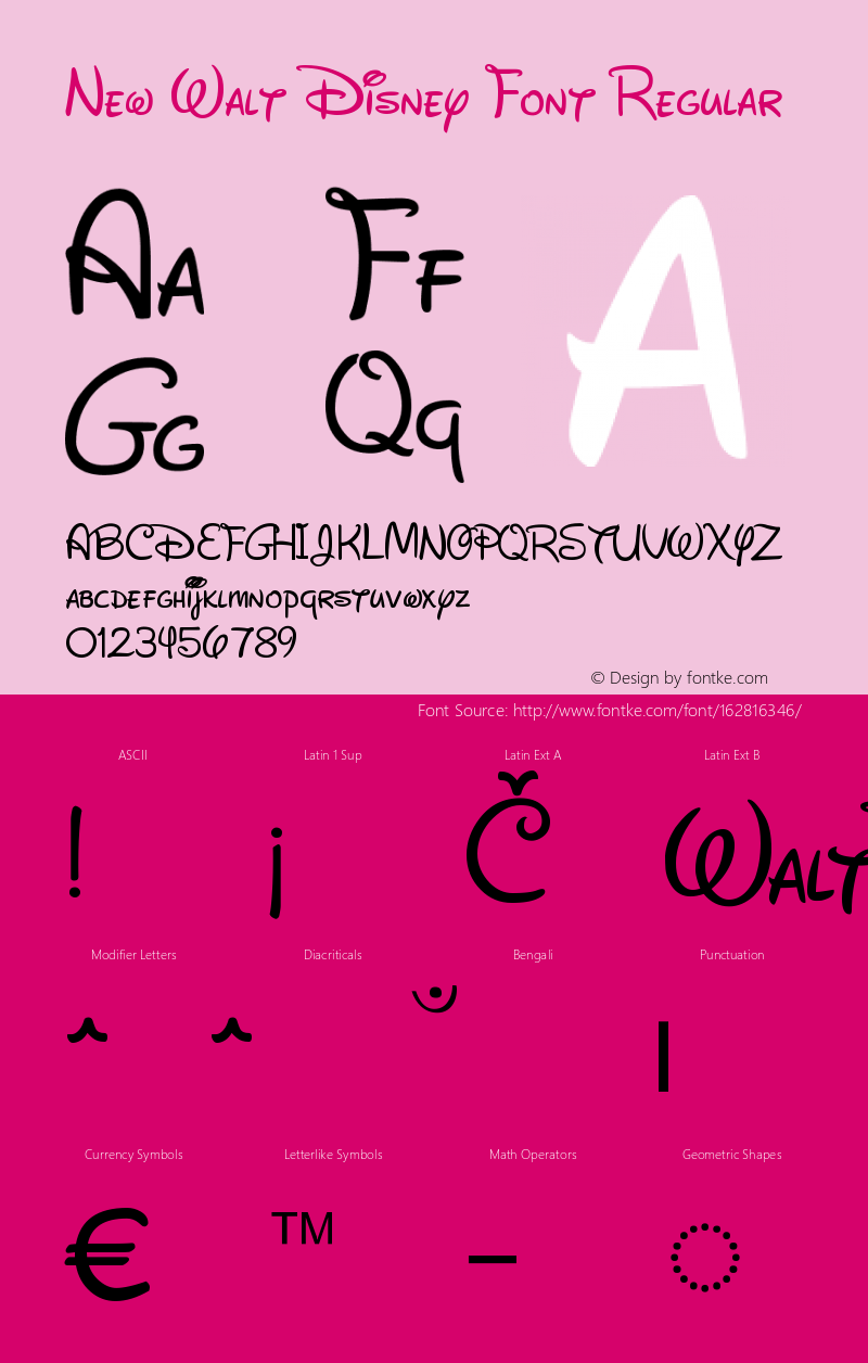 New Walt Disney Font Regular Version 1.00 Font Sample
