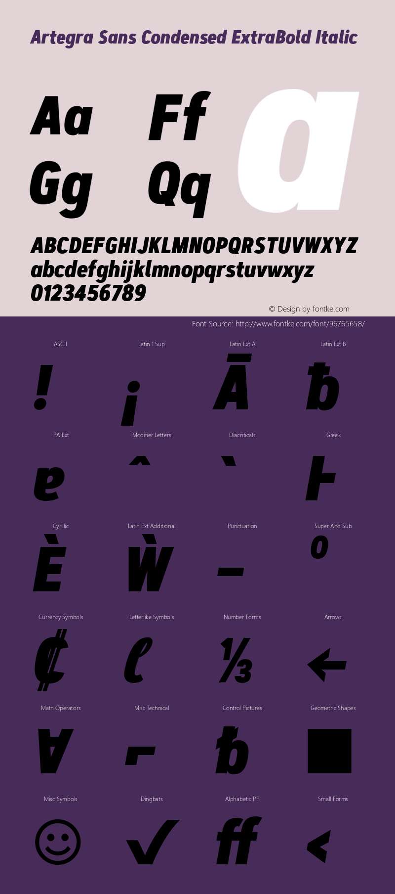 Artegra Sans Condensed ExtraBold Italic 1.006 Font Sample