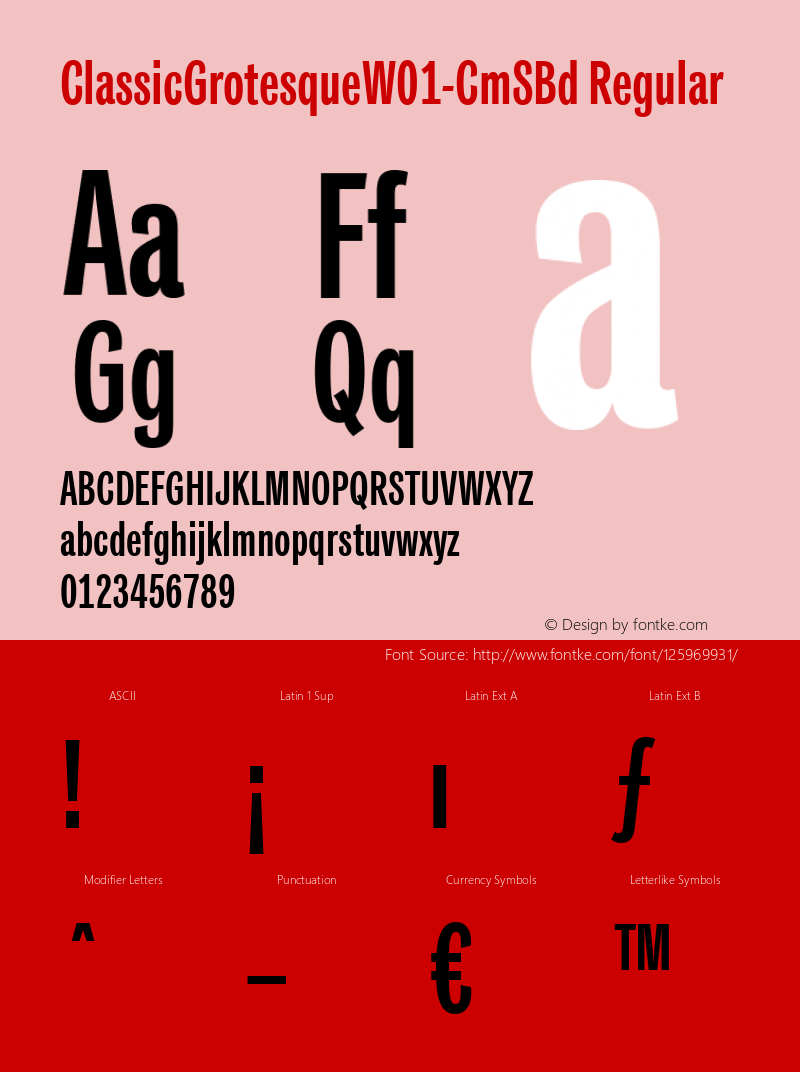 Classic Grotesque W01 Cm SBd Version 1.00 Font Sample