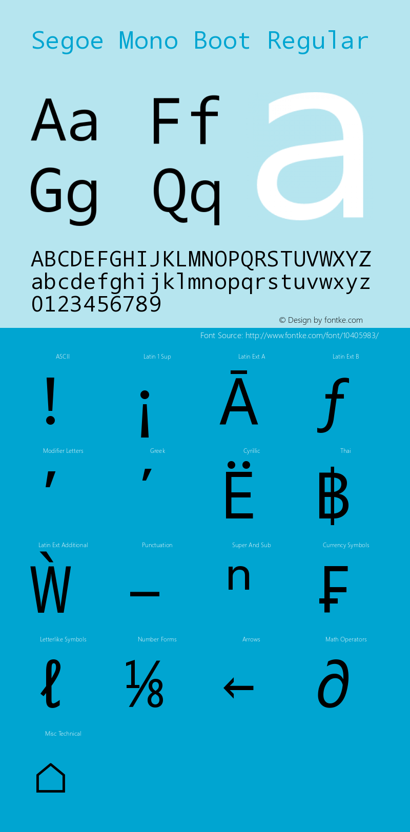 Segoe Mono Boot Regular Version 1.11 Font Sample