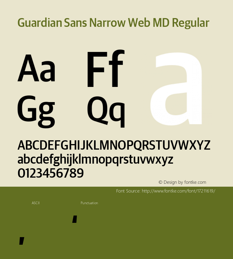 Guardian Sans Narrow Web MD Regular Version 1.1 2012 Font Sample