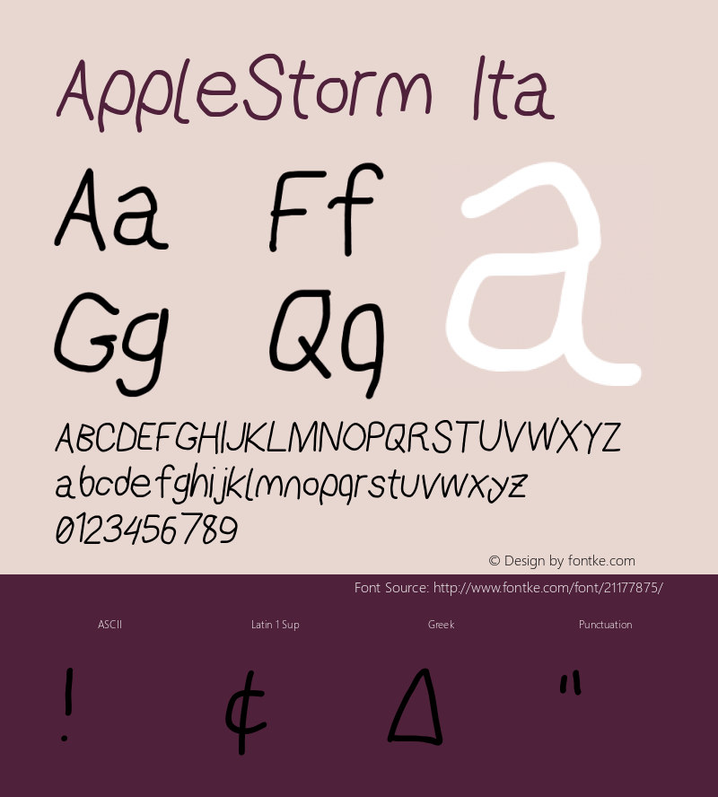 AppleStorm Regular Italic Version 1.0 Font Sample
