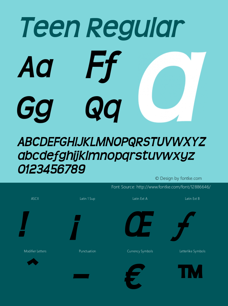 Teen Regular Version 4.001 Font Sample