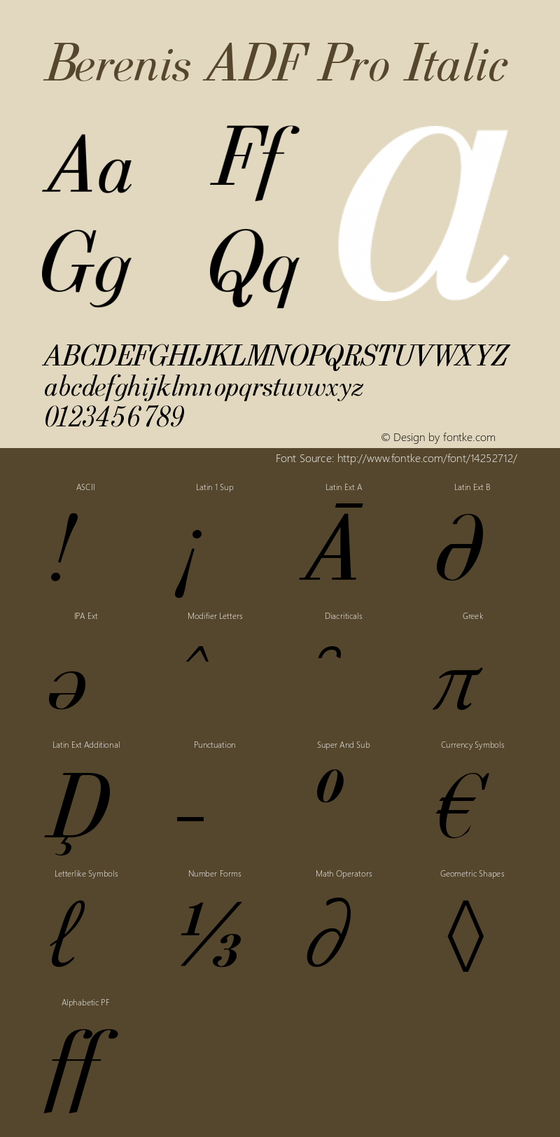 Berenis ADF Pro Italic Version 1.004 Font Sample