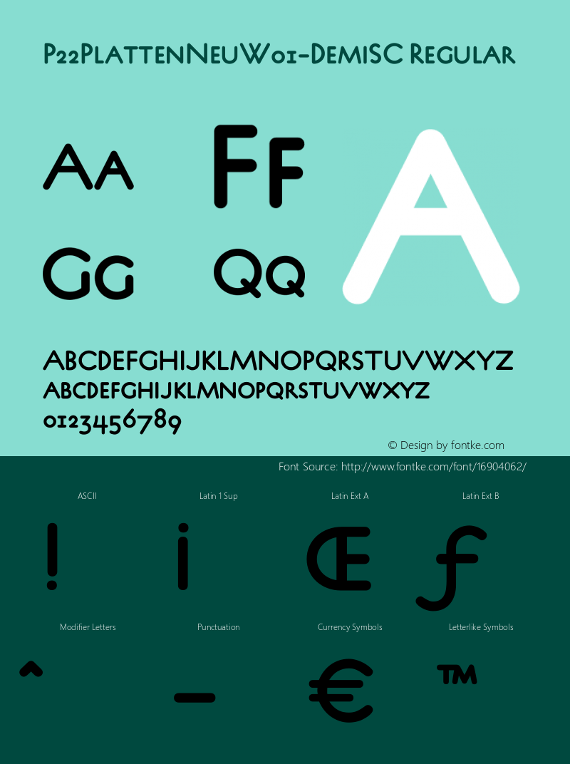 P22PlattenNeuW01-DemiSC Regular Version 1.00 Font Sample