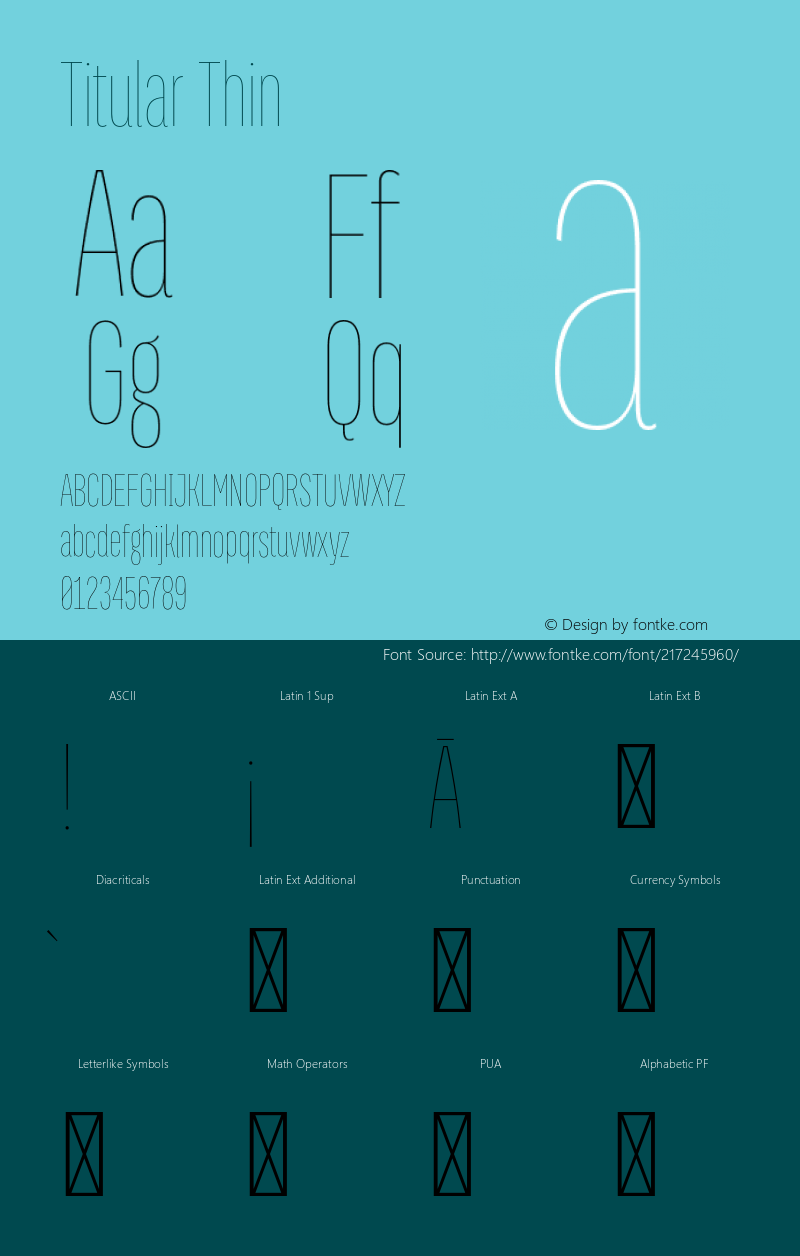Titular Thin Version 1.000;PS 001.000;hotconv 1.0.70;makeotf.lib2.5.58329图片样张