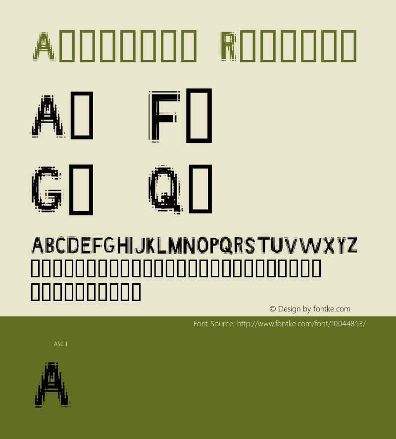 Angstrom Regular Frog: Anstrom Revision 0 Font Sample