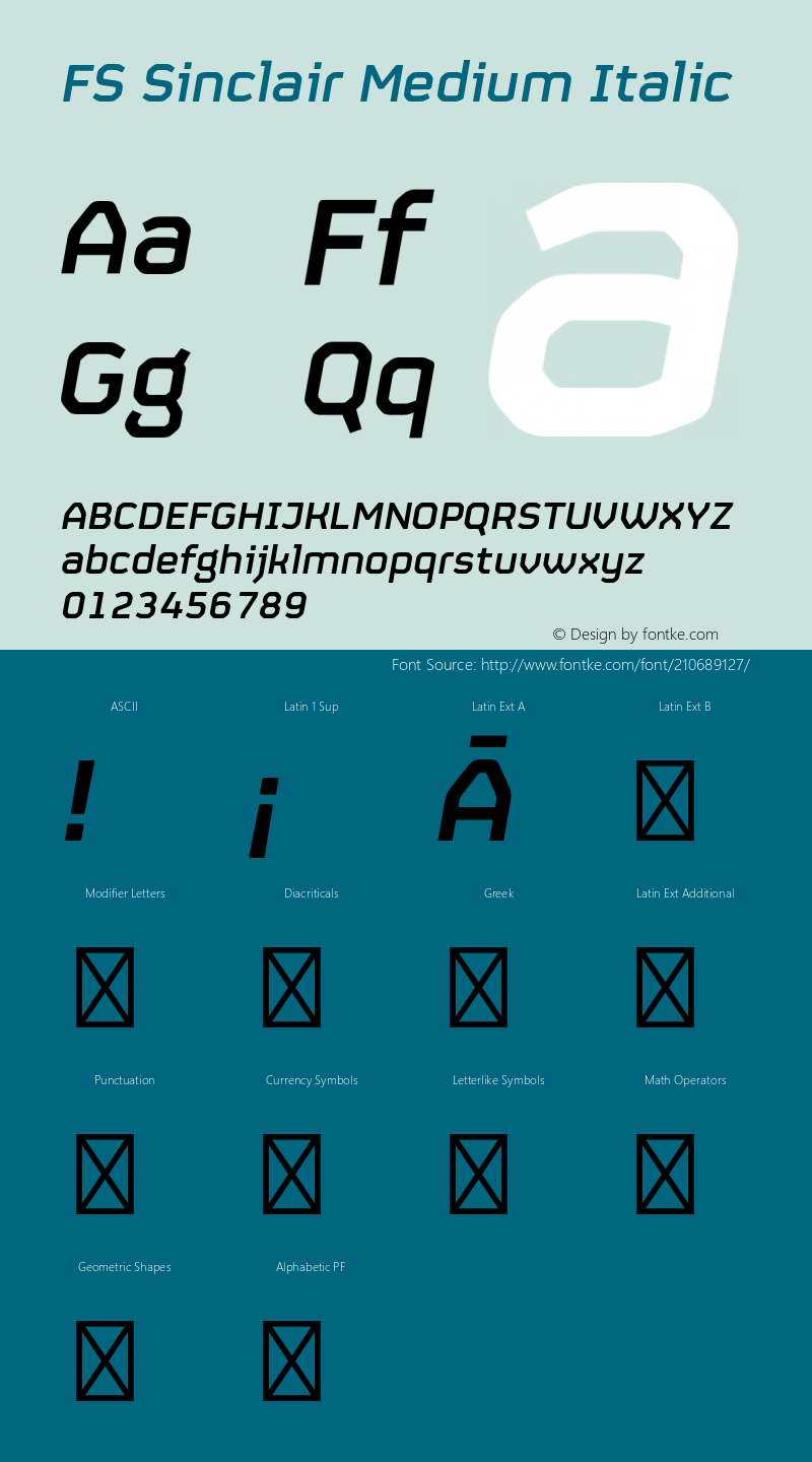 FSSinclair-MediumItalic Version 2.01图片样张