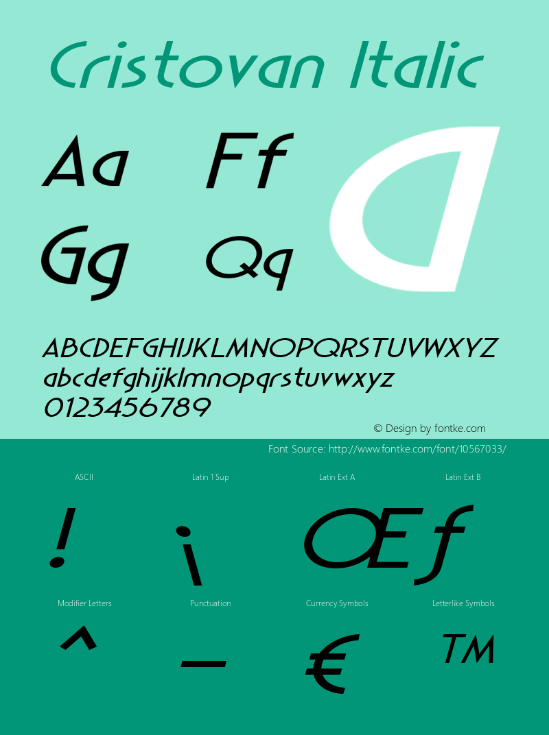 Cristovan Italic Version 1.000 Font Sample