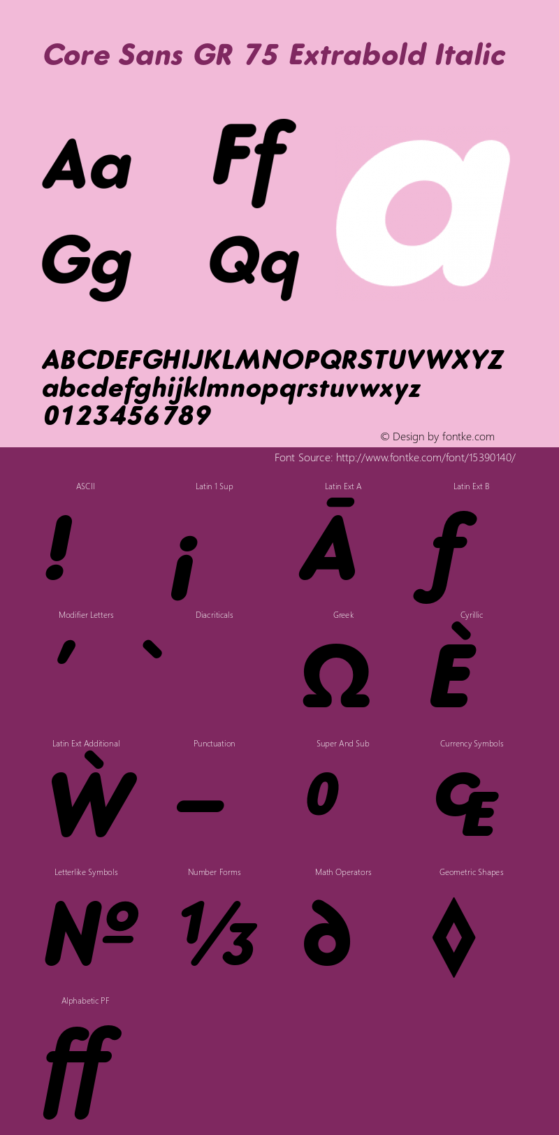 Core Sans GR 75 Extrabold Italic Version 1.000;PS 001.001;hotconv 1.0.56 Font Sample