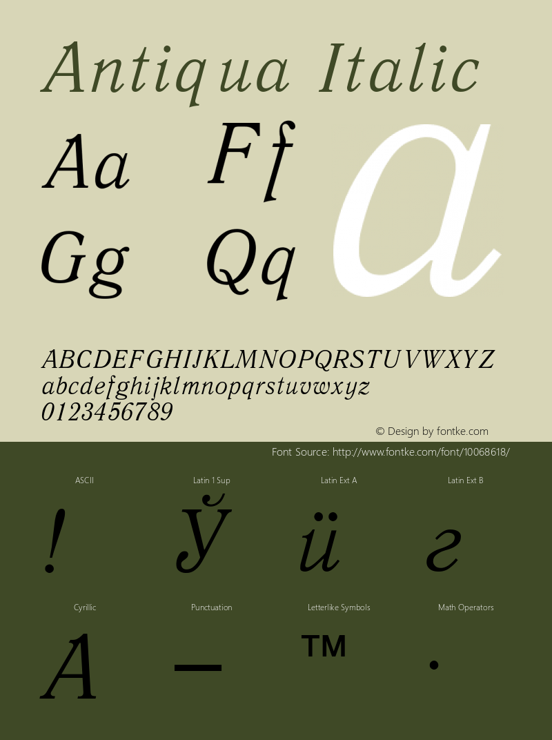 Antiqua Italic Converted from t:\ANT46___.TF1 by ALLTYPE Font Sample