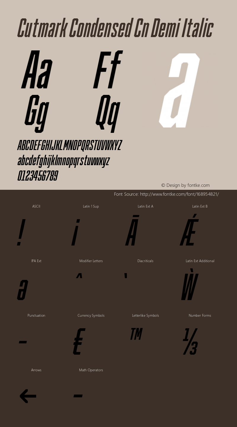 Cutmark Condensed Cn Demi Italic Version 1.000图片样张