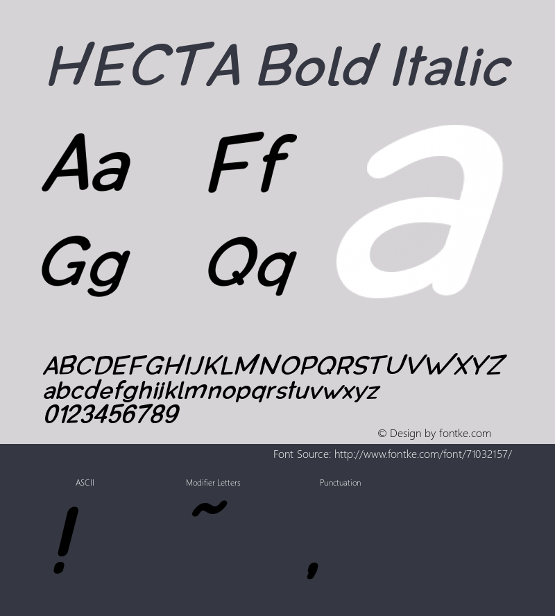 HECTA Bold Italic Version 1.000 Font Sample
