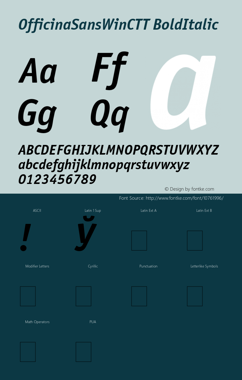 OfficinaSansWinCTT BoldItalic TrueType Maker version 3.00.00 Font Sample