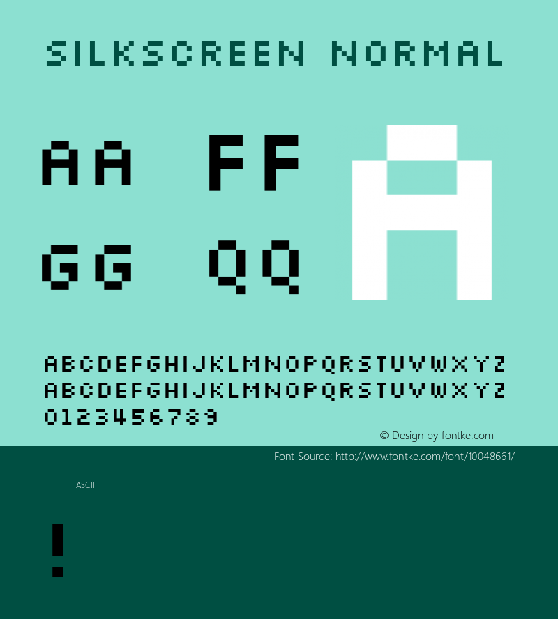 Silkscreen Normal 1.0 Sat Aug 21 15:44:28 1999 Font Sample