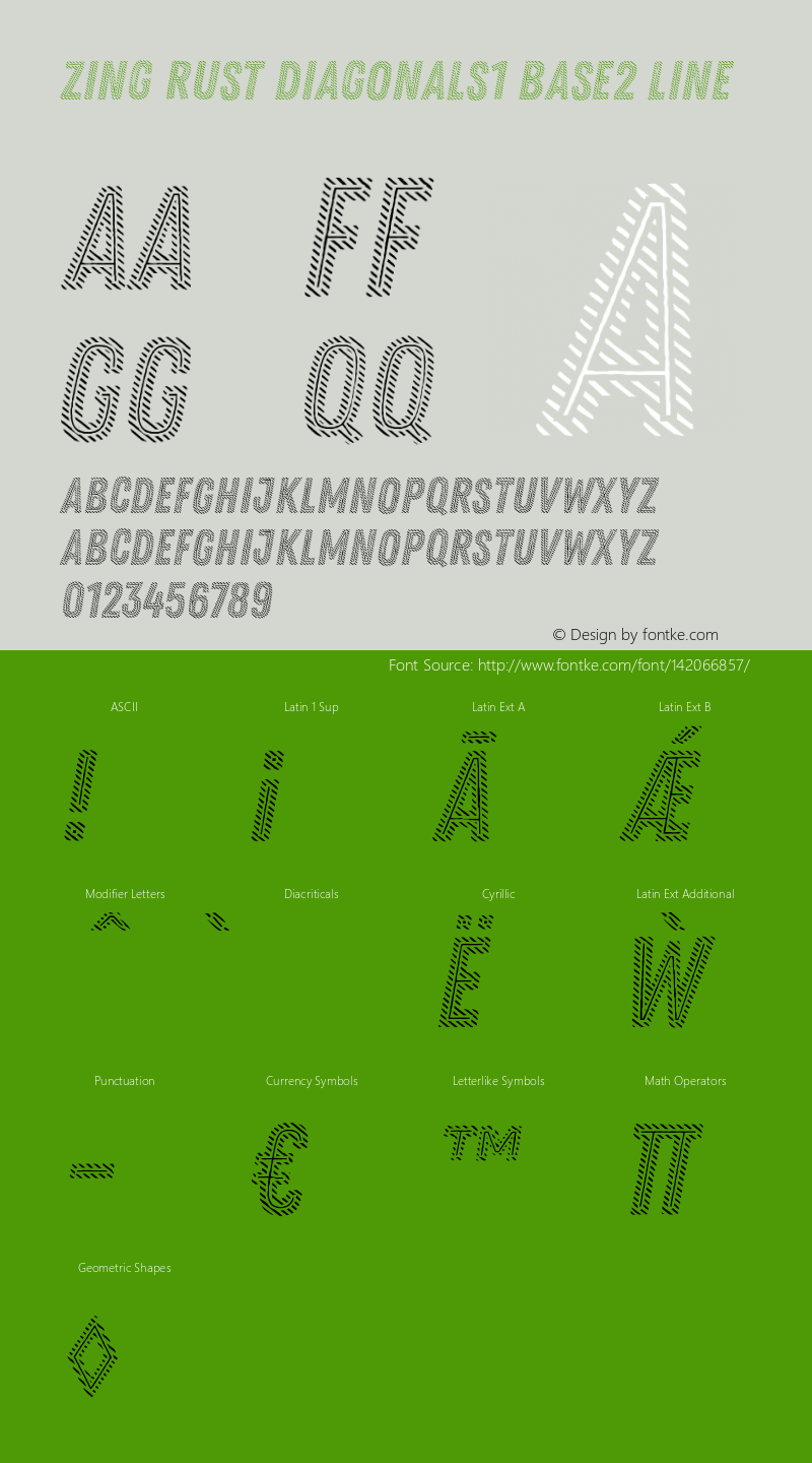 Zing Rust Diagonals1 Base2 Line Version 1.000 Font Sample