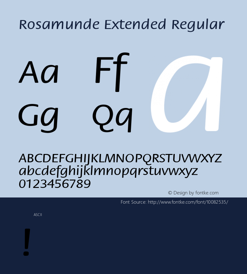 Rosamunde Extended Regular Unknown Font Sample