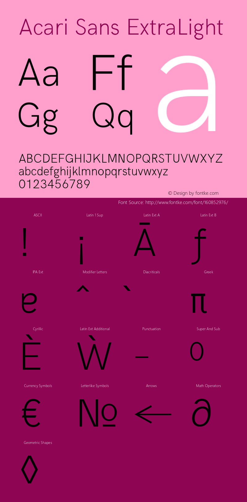 Acari Sans ExtraLight Version 1.045;February 28, 2021;FontCreator 13.0.0.2655 64-bit; ttfautohint (v1.8.3) Font Sample