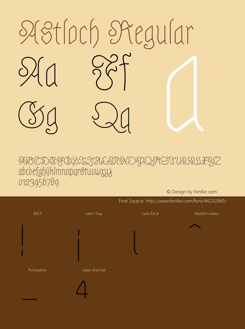 Astloch Regular Version 1.002 Font Sample