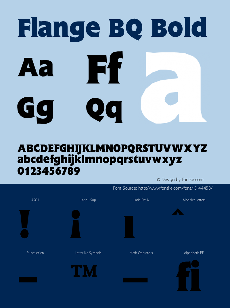 Flange BQ Bold Version 001.000 Font Sample