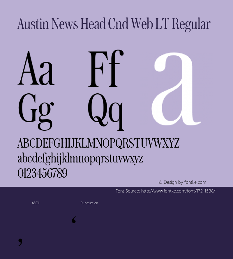 Austin News Head Cnd Web LT Regular Version 1.1 2016 Font Sample