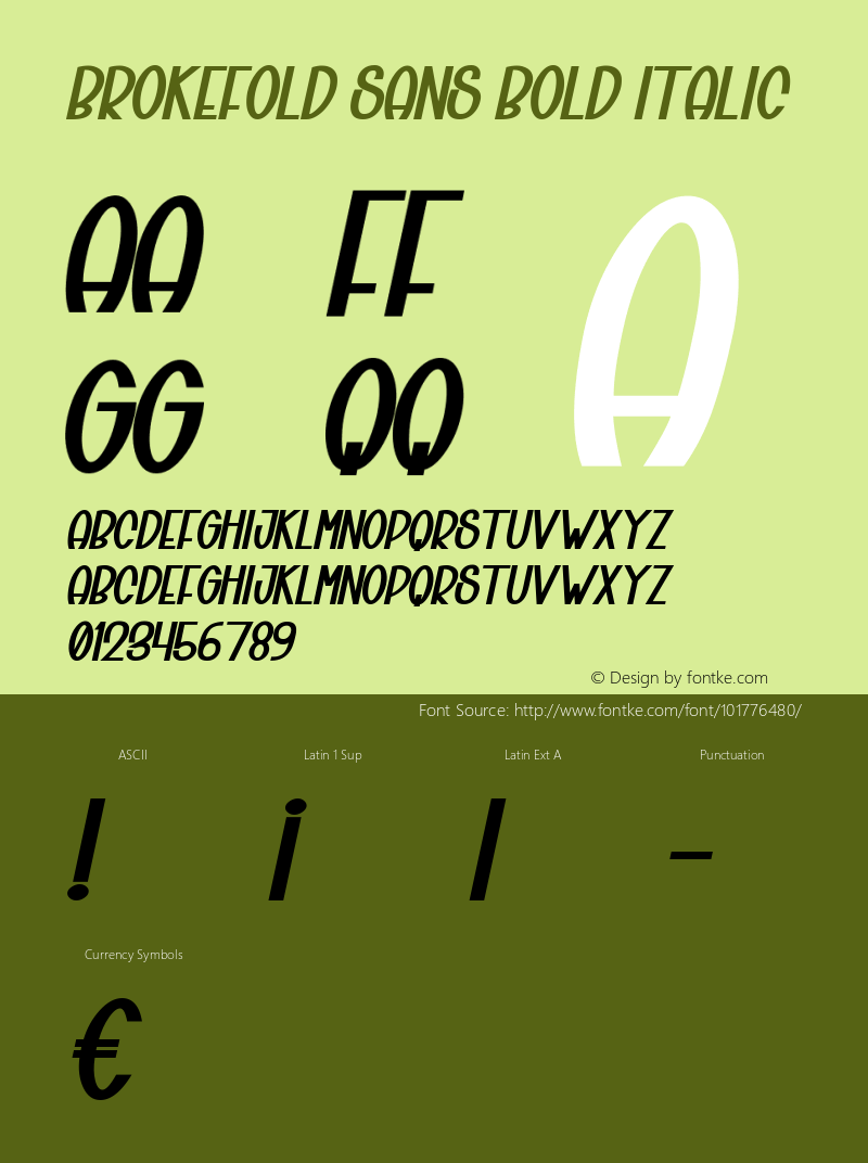 Brokefold Sans Bold Italic 1.00 Font Sample