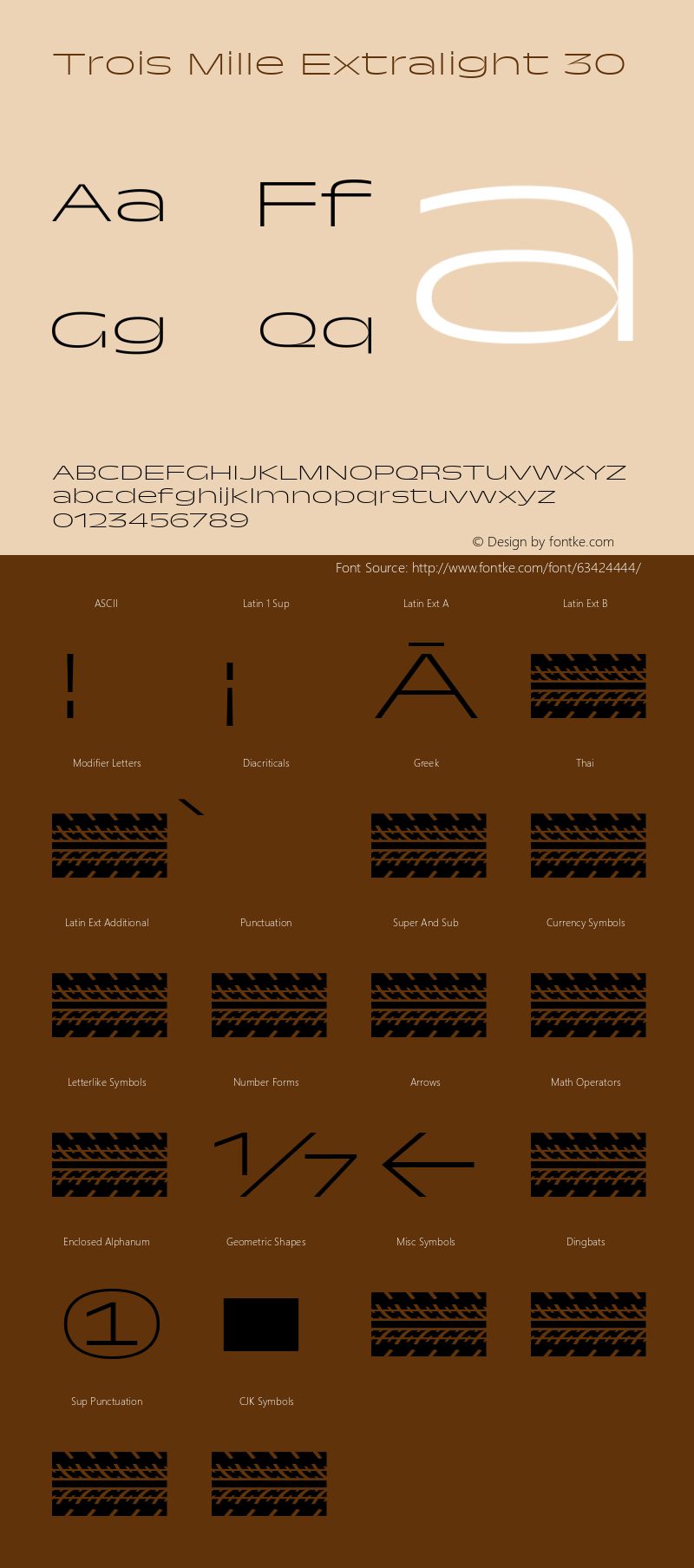 Trois Mille Extralight 30 Version 1.000;hotconv 1.0.109;makeotfexe 2.5.65596 Font Sample