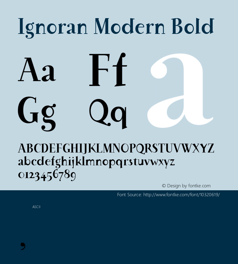 Ignoran Modern Bold Macromedia Fontographer 4.1J 06/08/2006 Font Sample